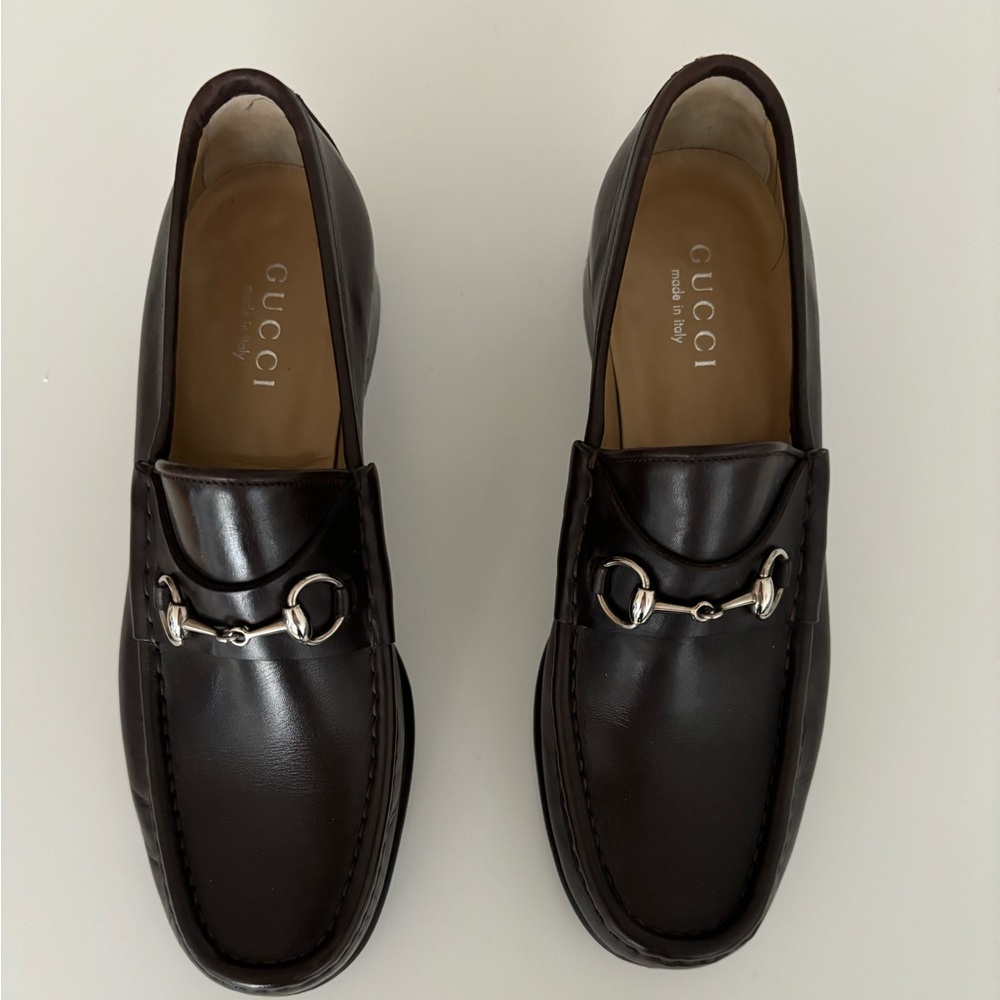 NEW GUCCI WOMEN BROWN LEATHER LOAFERS HORSE BITS SIZE 38 / US 8 (FITS LIKE 7.5)